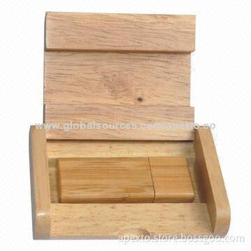 Wooden USB Flash Drive with wooden package, with Auto-run, Space Partition and Password Protection